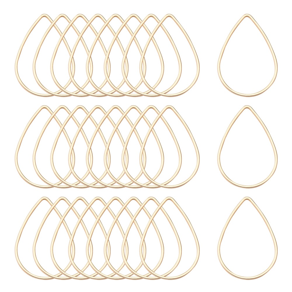 Brass Linking Rings Tropfenform goldfarbig aus Messing 32x22x1mm 1 Stück