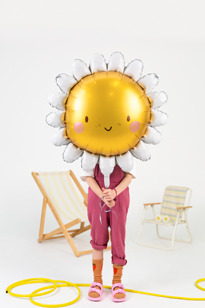 Folienballon Sonne mit Gesicht gelb weiß 90cm Folienballon Sonne mit Gesicht gelb weiß 90cm