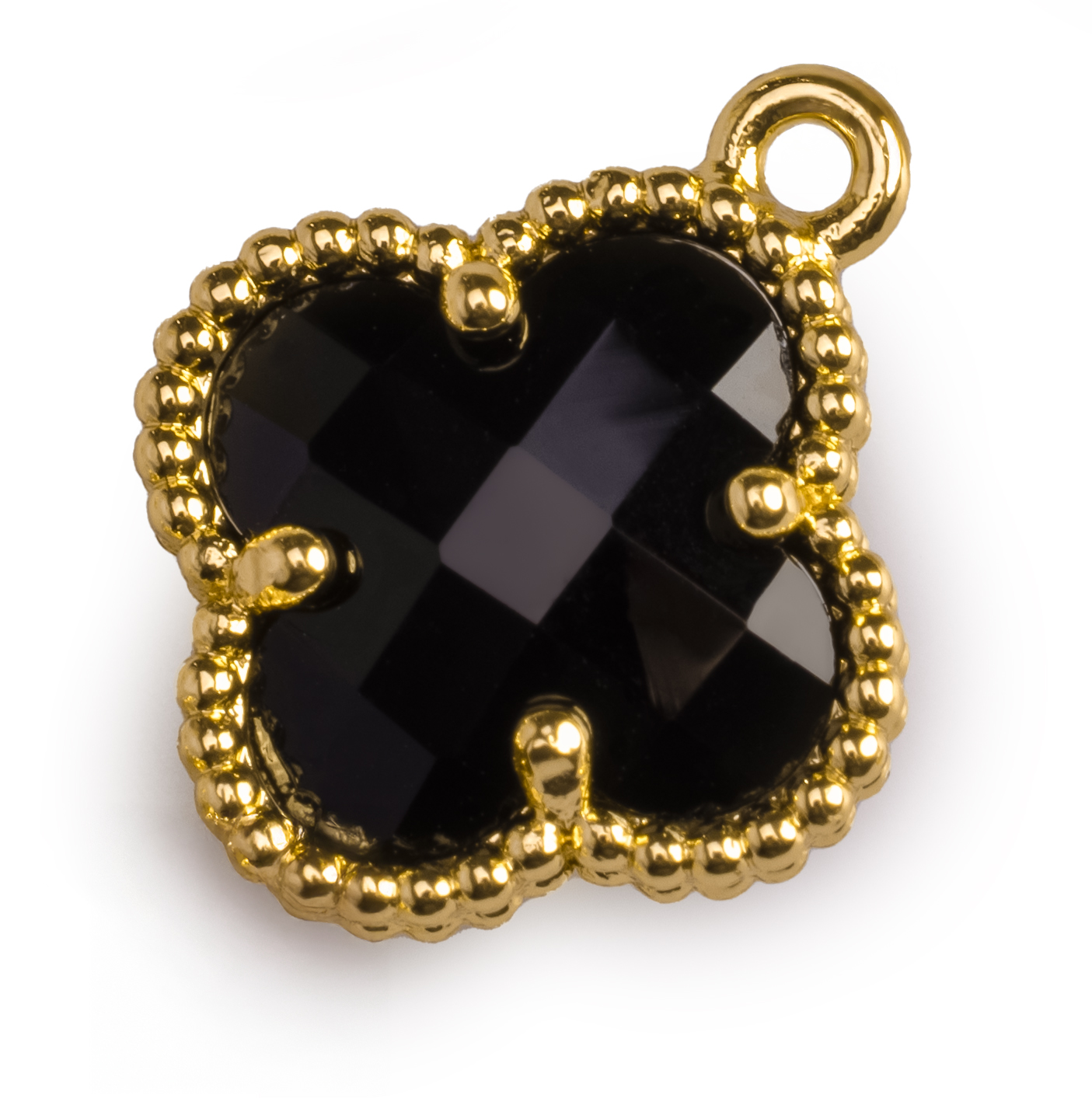 Metallanhänger Blume goldfarbig SCHWARZ 11mm 1 Stück 