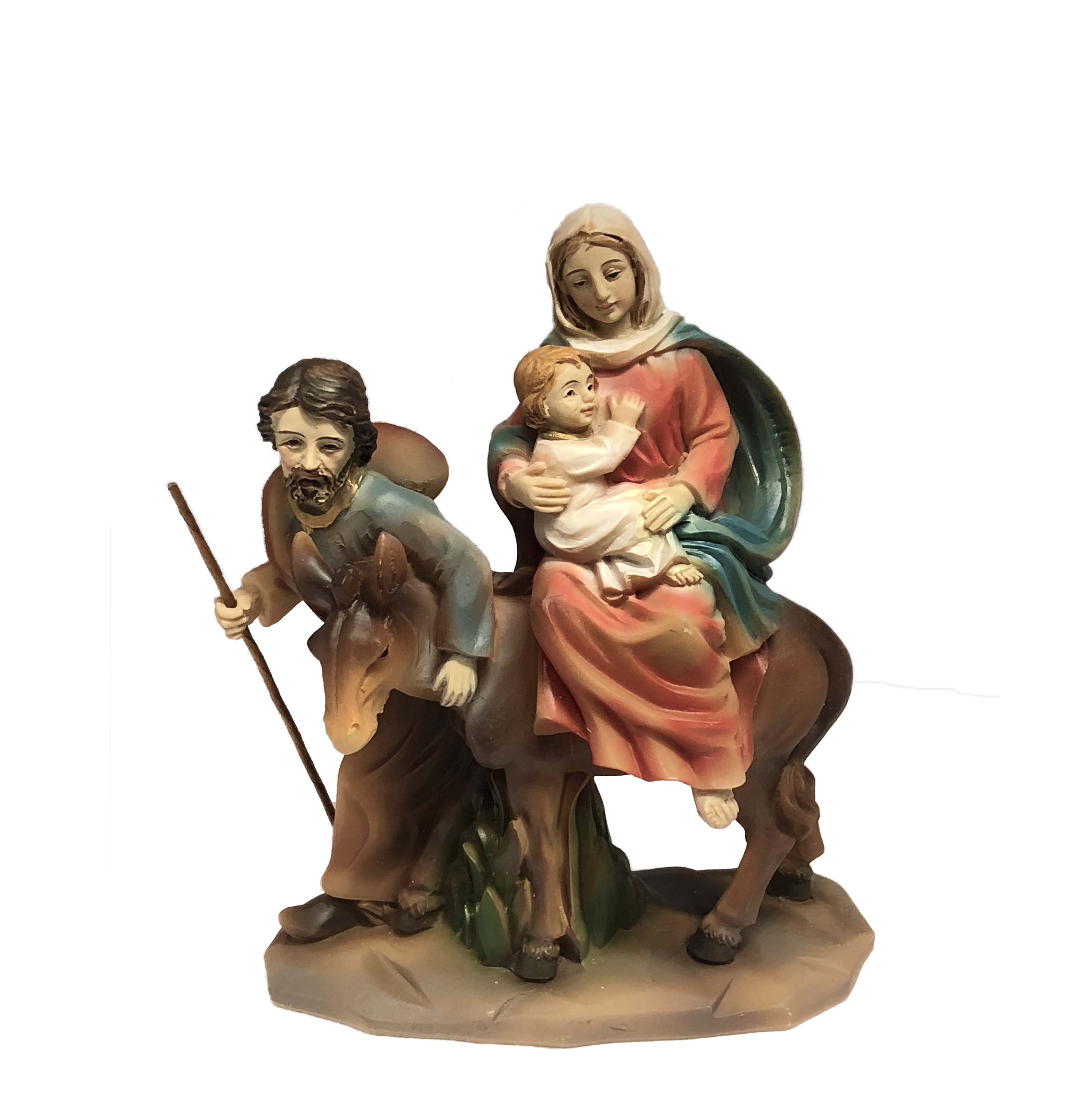 Krippenfigur Heilige Familie auf Esel 11cm