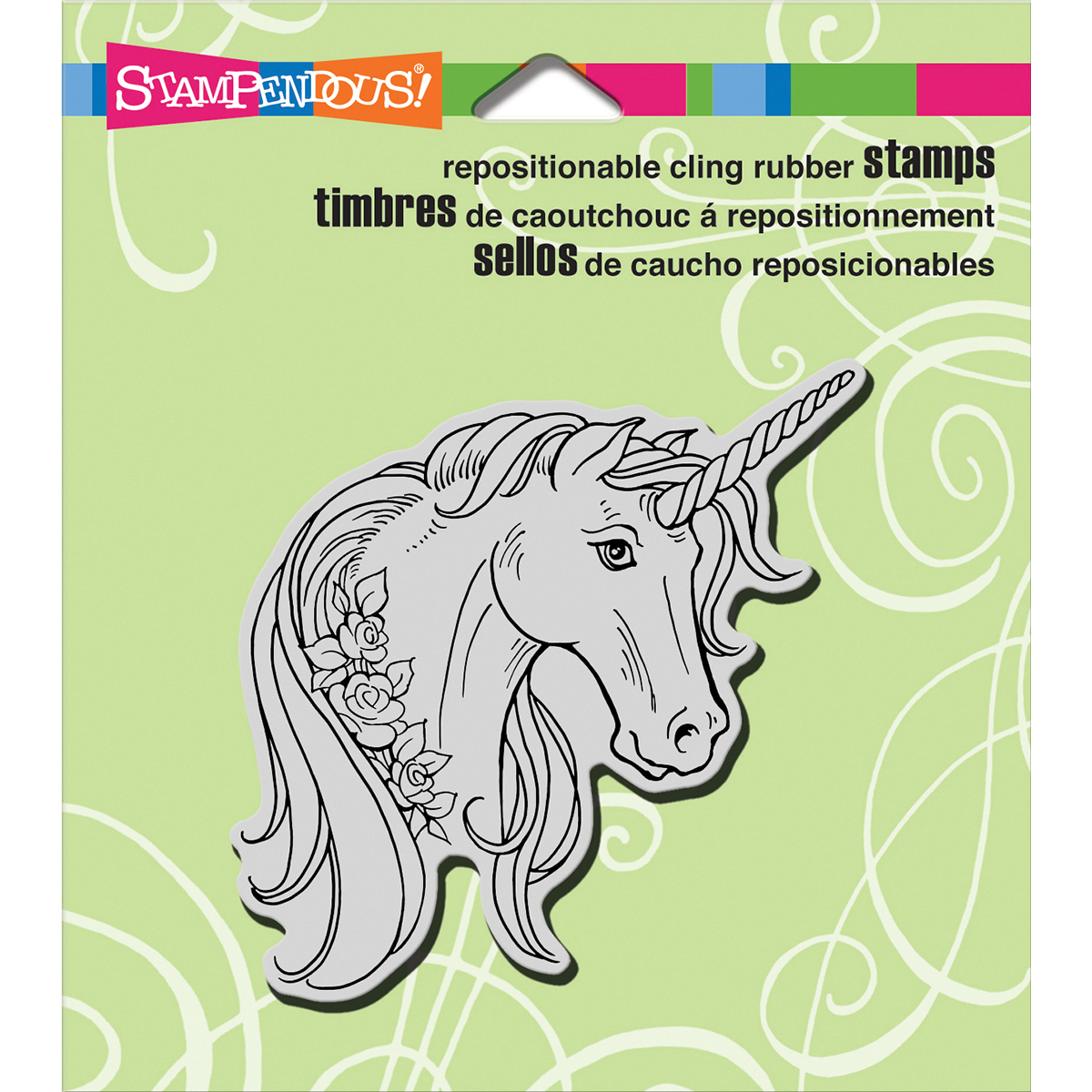 Stampendous Unicorn Rose Einhorn Gummistempel Cling Stamp 4.75"X4.5"