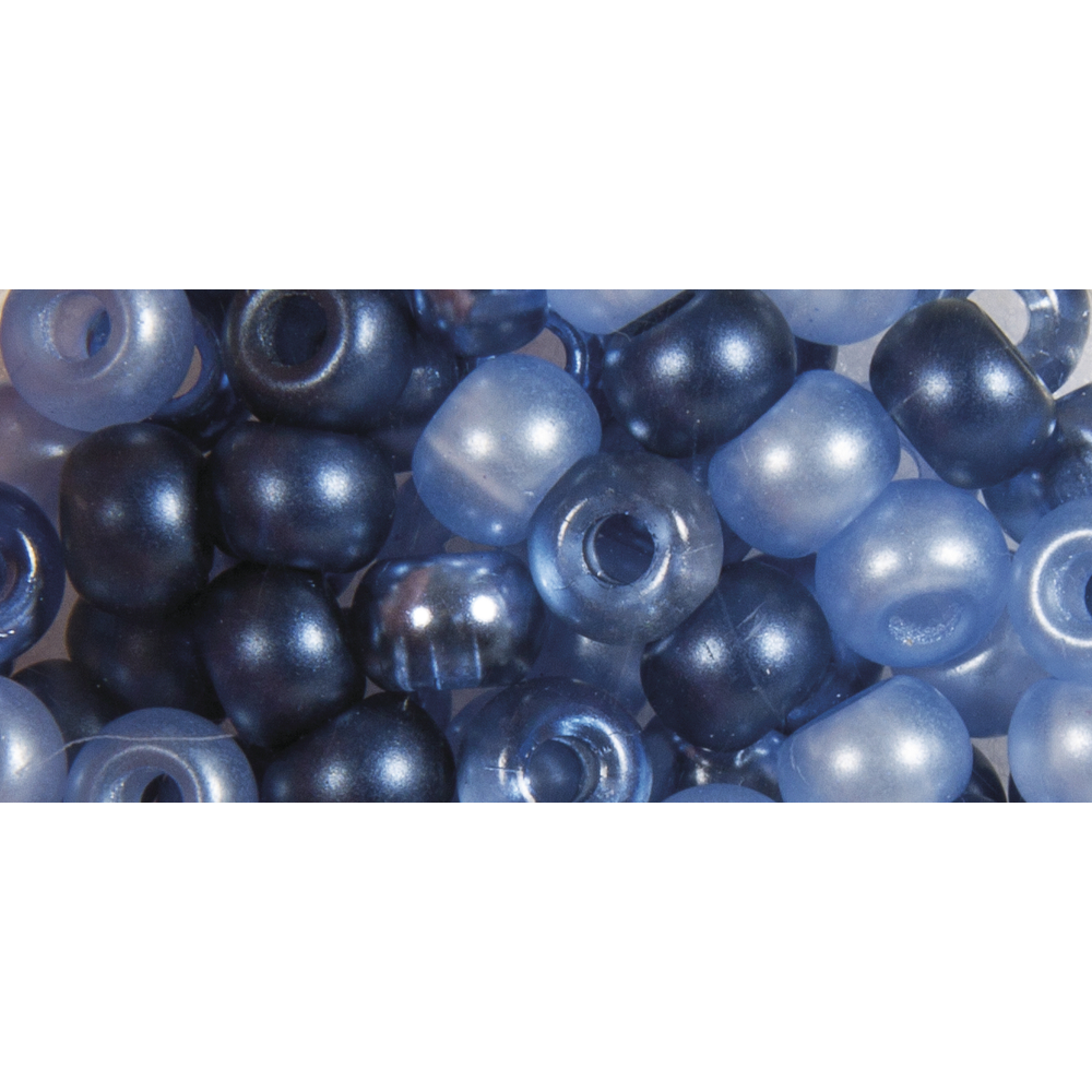 Rocailles Perlen mit Großloch, blau Mix, 5,5mm, 80 Stück