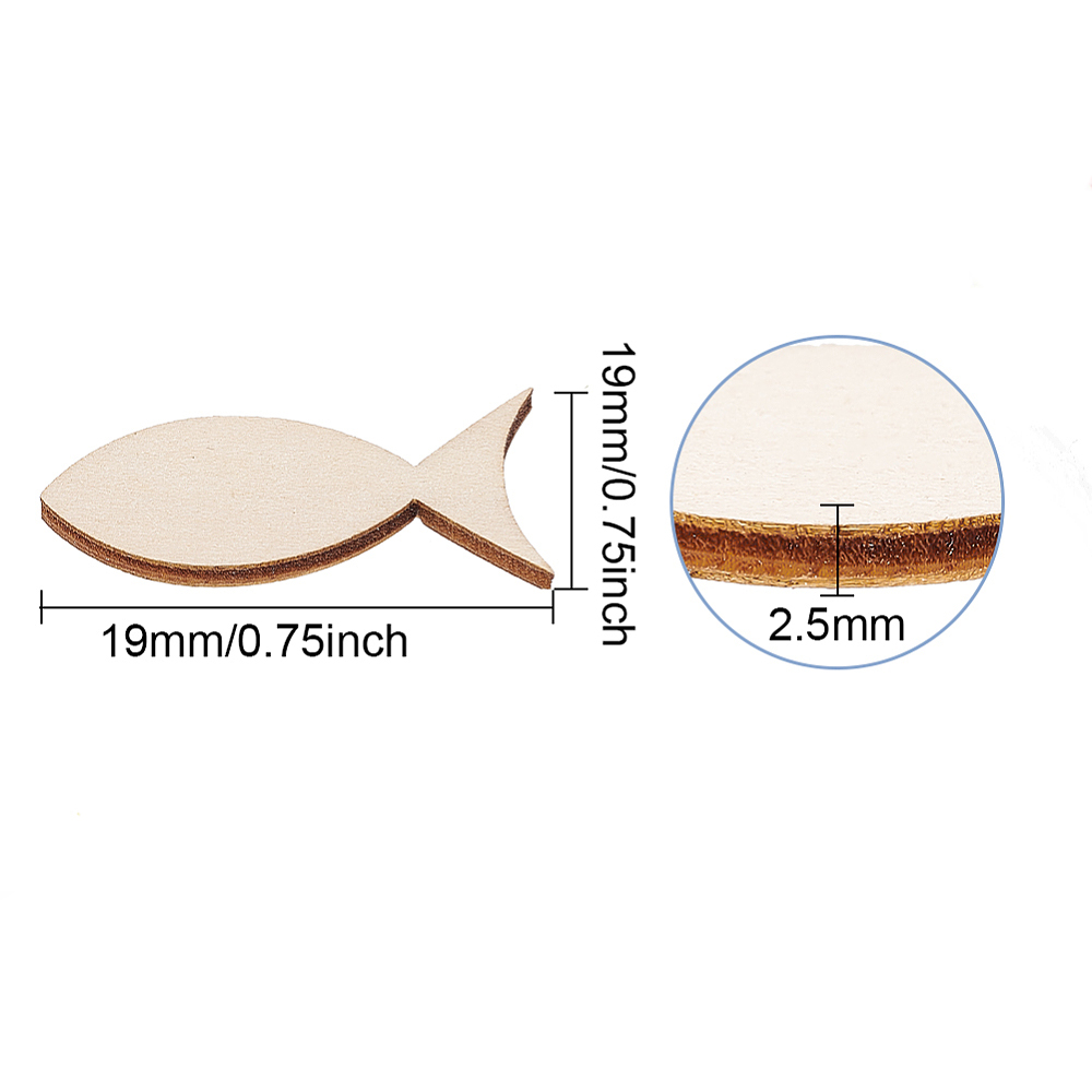 Holz-Fische Lasercut natur 40x20mm/2,5mm Sperrholz 1 Stück 