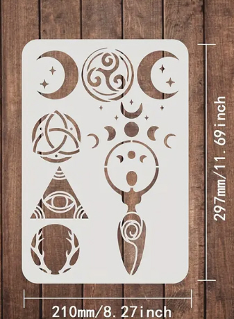 Schablone Wicca- Hexensymbole 29,7x21cm 