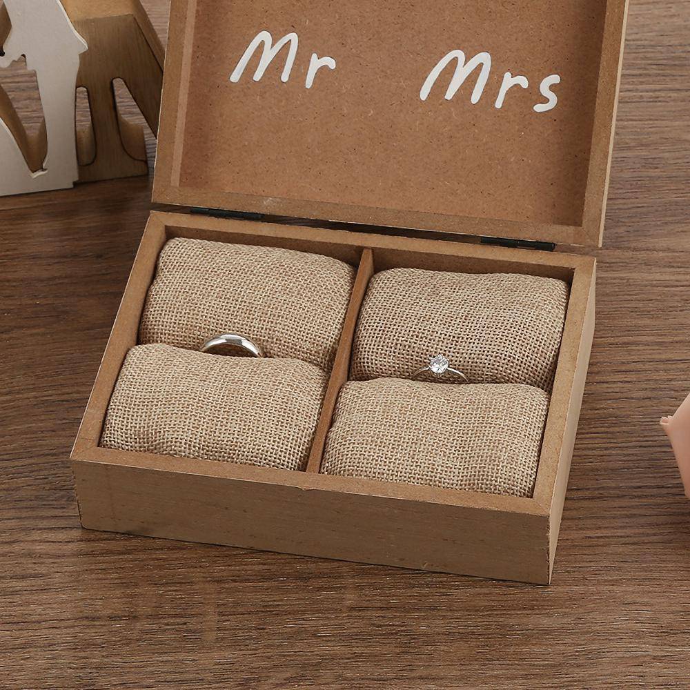 Ringschatulle MR & MRS Eheringe Ringschachtel Ringbox Holz 15,3x13,2x5,1cm 