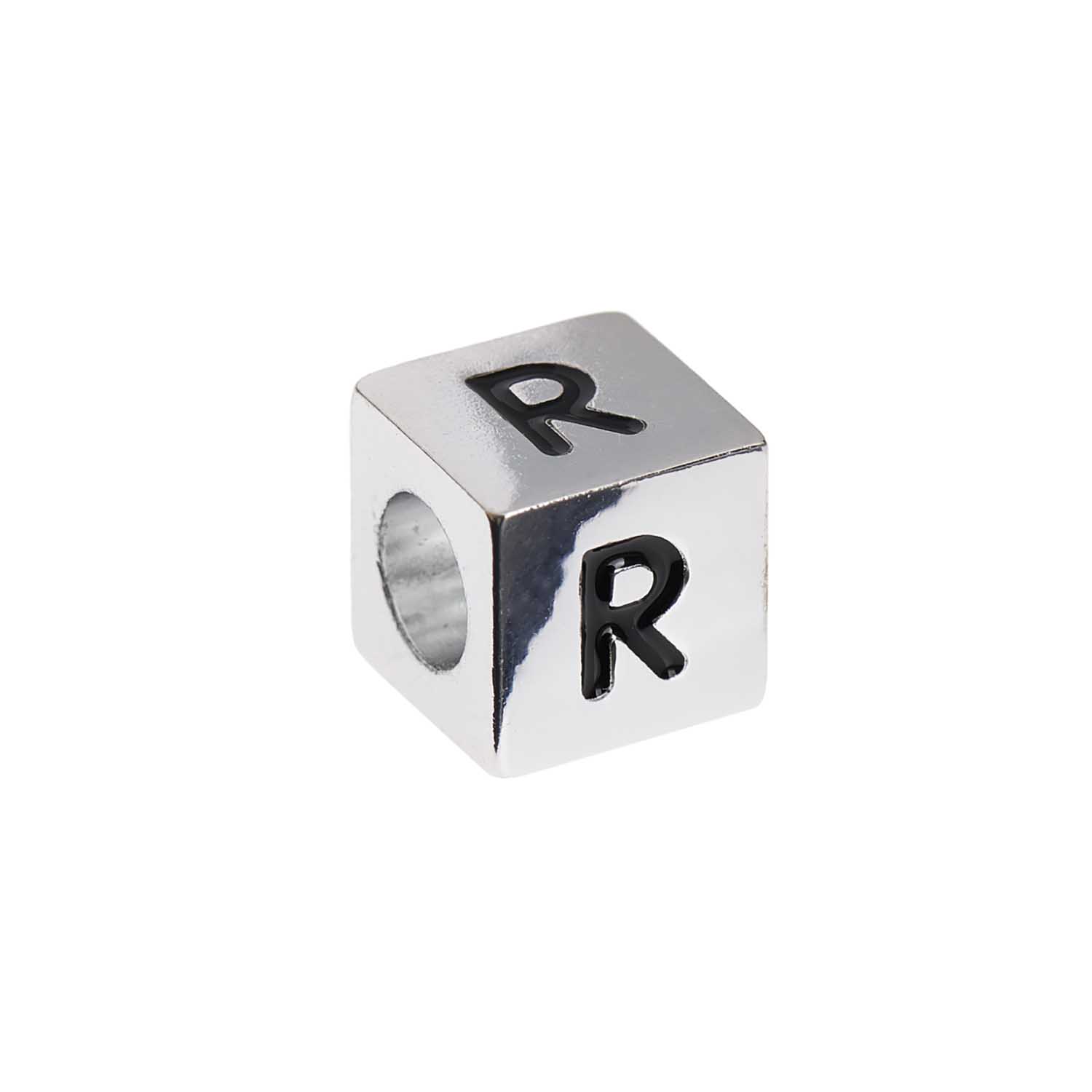 Buchstabenperle-Würfel silber 10x10mm Buchstabenperle-Würfel silber 10x10mm