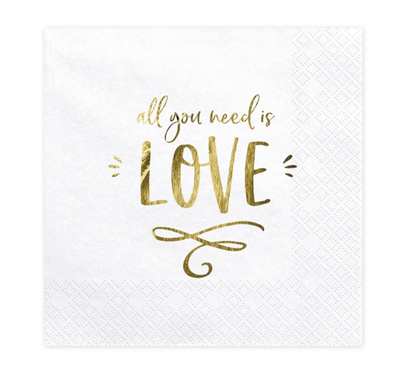 Serviette All you need is Love weiß Goldmetallic 33x33cm 20 Stk. 