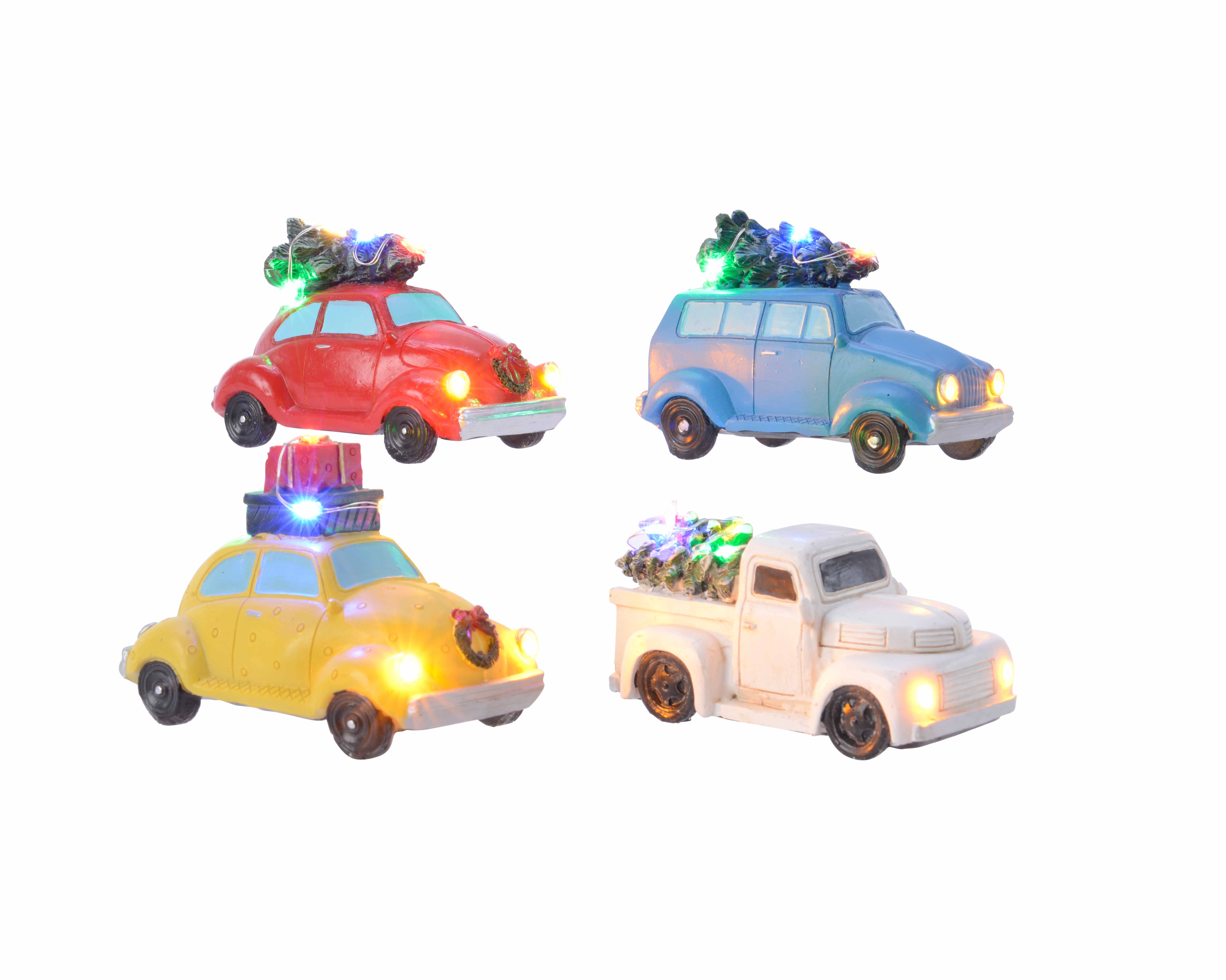 Weihnachtsmobil Xmas-Auto Christbaum Geschenke 5x9,5x7cm