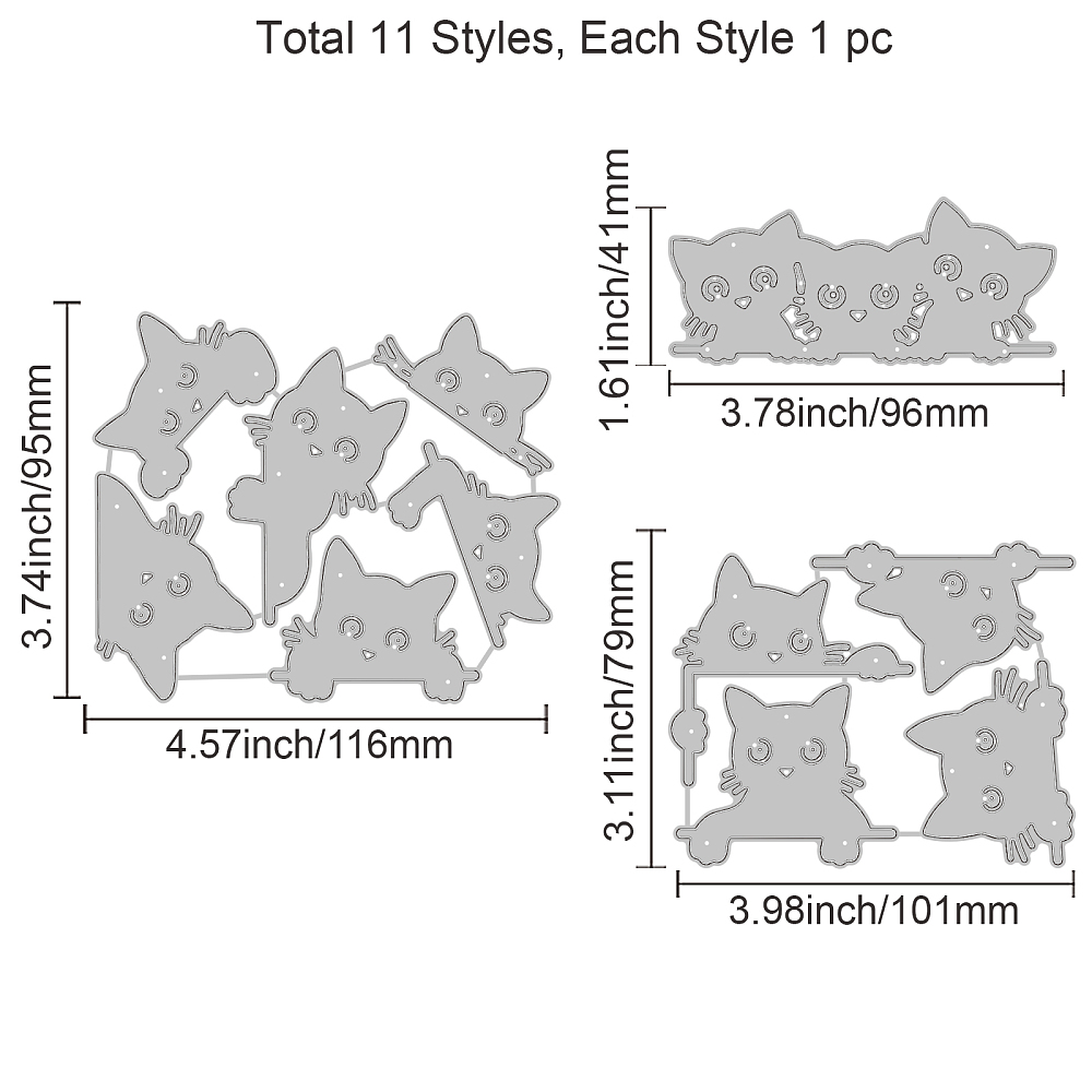 Stanzschablonen Katzen - Set 11-teilig 96/~116x41~95mm