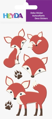 Deko-Sticker Fuchs Papier beflockt  Sticker Mix Fuchs Fox