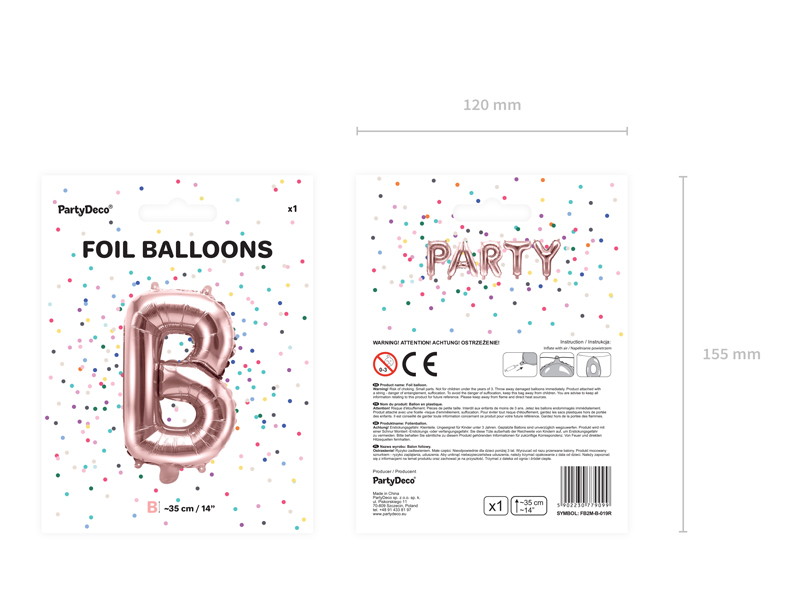 Foil Balloons Folienballone Alphabet ABC Buchstaben Zahlen roségold 14" 35cm