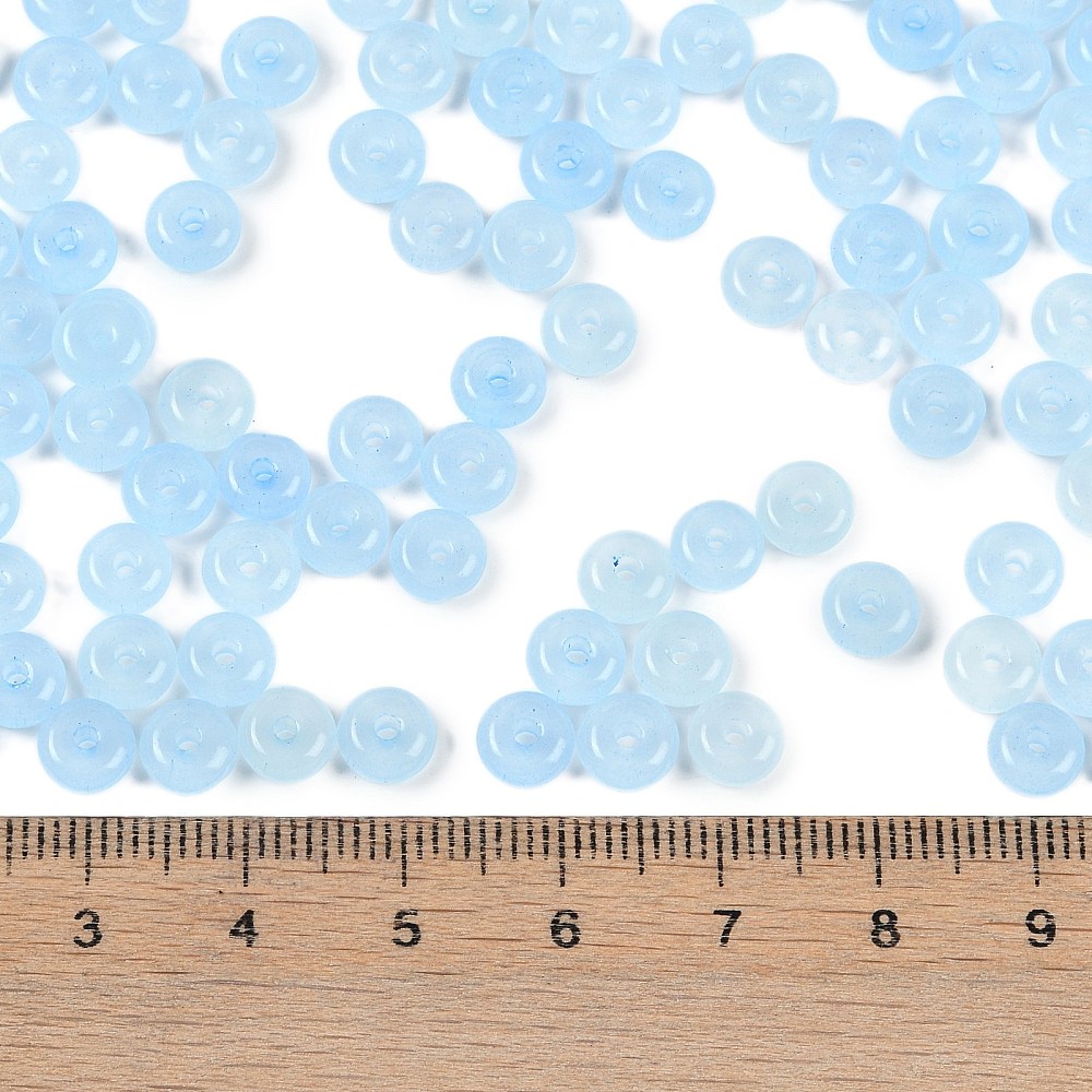 Glasperlen Donut Rondell transluscent Pastell 6,5x3mm 100 Stück Glasperlen Donut Rondell transluscent Pastell 6,5x3mm 100 Stück