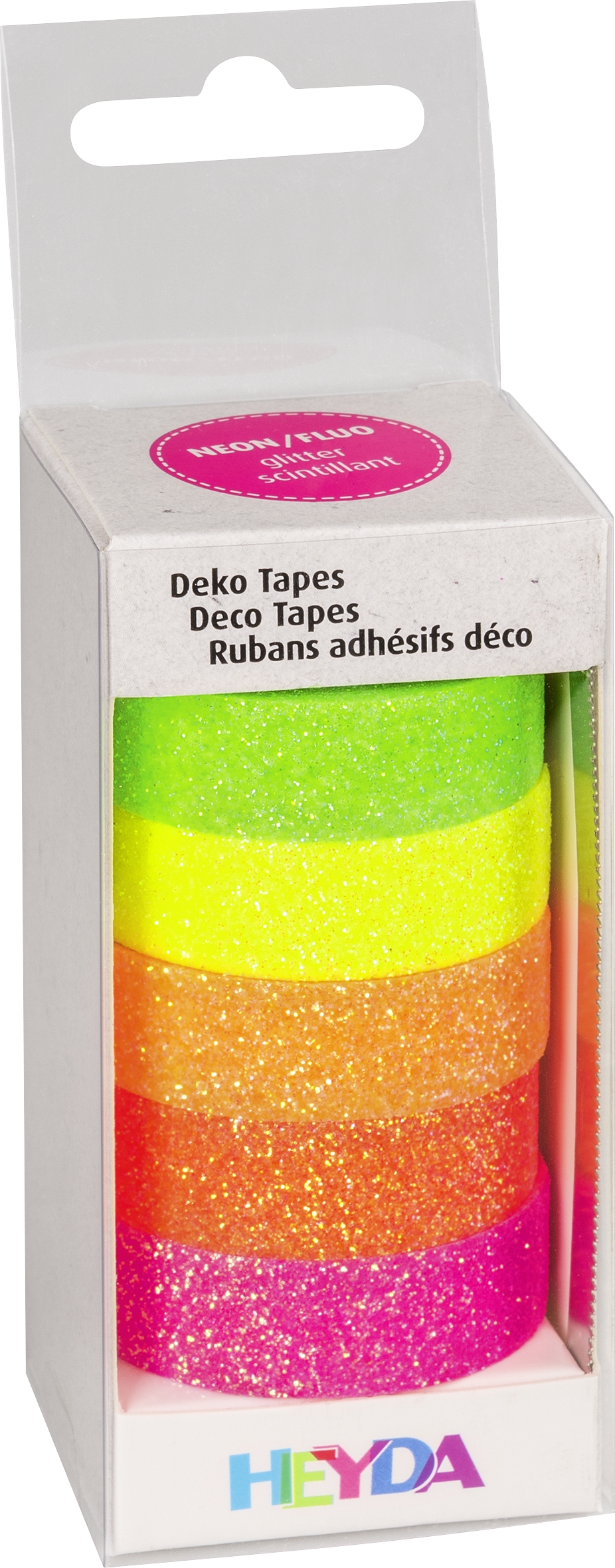 Deko Tapes "Neon Regenbogen" neon Glitter fluoreszierend 5x12mm x5m 