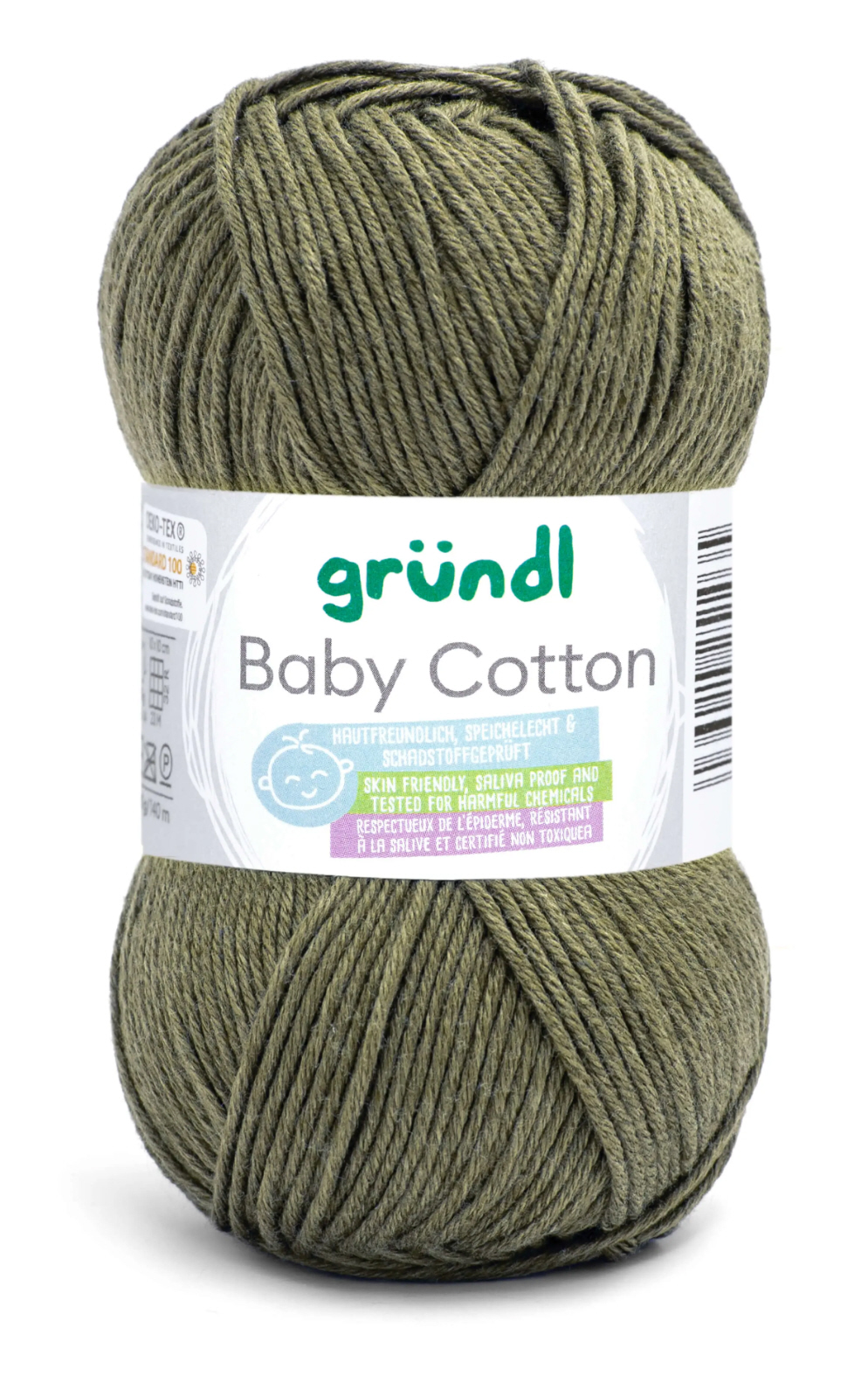 Gründl Baby Cotton OLIV Mischgarn 50% Baumwolle 50% Polyacryl 50g 140m Gründl Baby Cotton OLIV Mischgarn 50% Baumwolle 50% Polyacryl 50g 140m