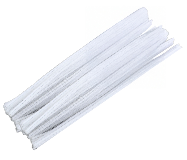 Chenille- Pfeifenputzer weiß 6mm 30cm Großpackung 100 Stück