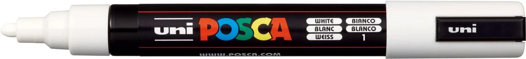 UNI POSCA Marker PC-5MC WEISS mittelfeine Spitze 1,8 - 2,5mm