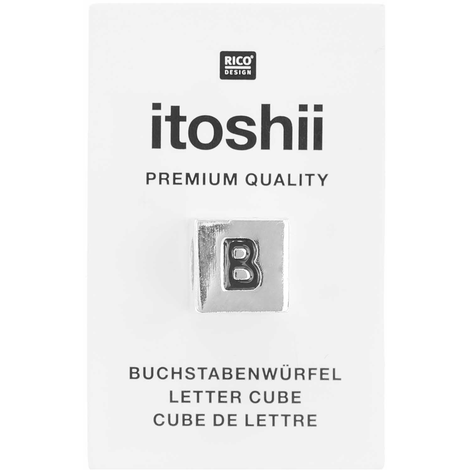 Buchstabenperle-Würfel silber 10x10mm Buchstabenperle-Würfel silber 10x10mm