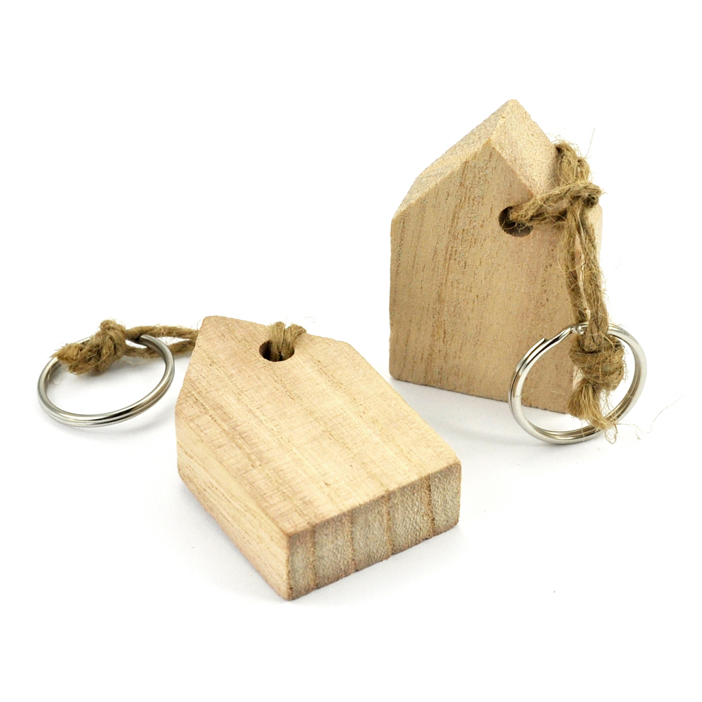 Holz-Häuschen Schlüsselanhänger 5,5x3,5x1,5cm 1 Stück 