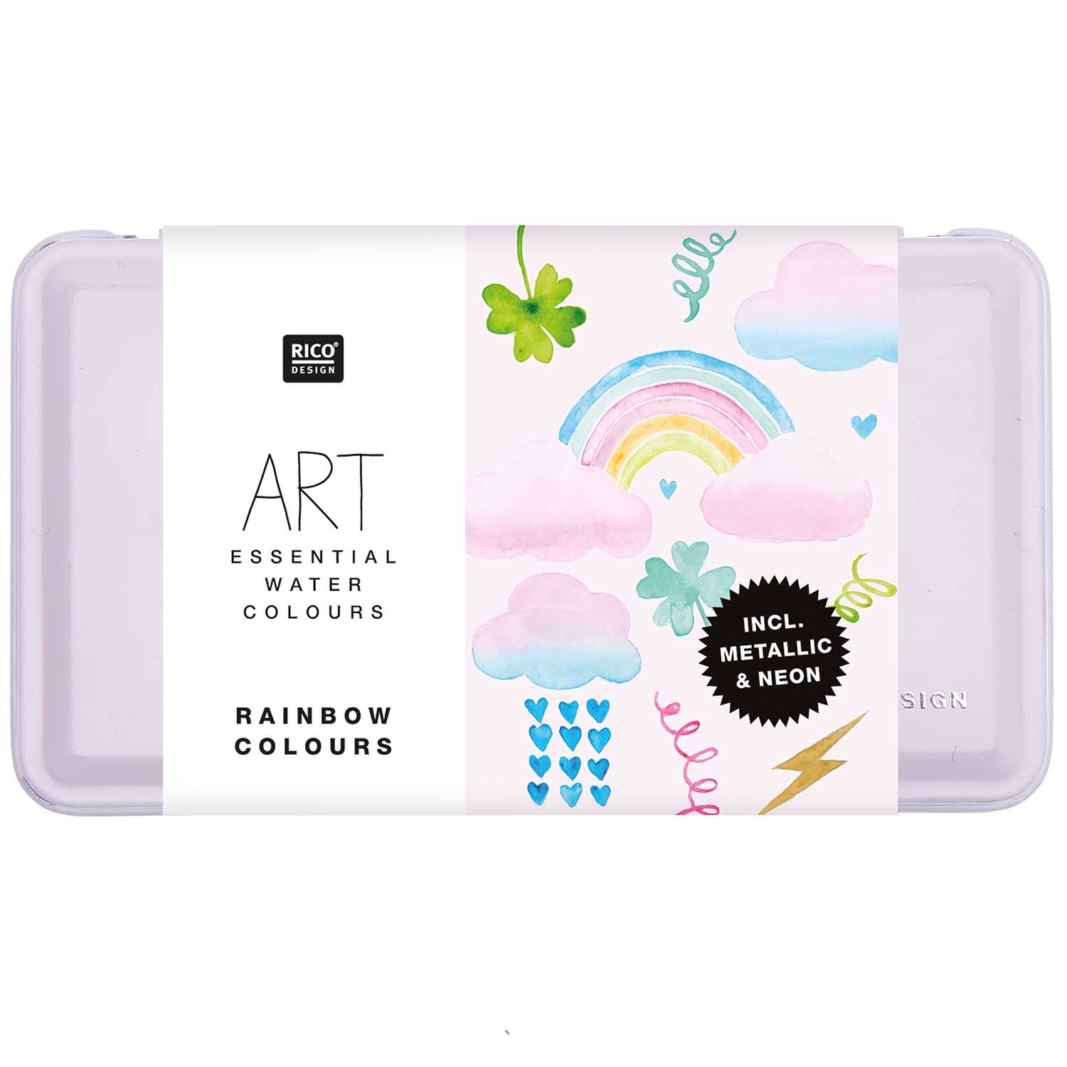 Aquarellfarben Art Essentials Rainbow Colours 12x½ Näpfchen Rico Design Metallkasten