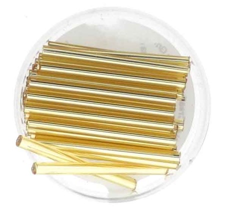 Stiftperlen 30mm gold mit Silbereinzug, Glasstifte 12g/Dose