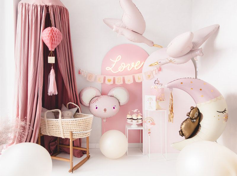 Folienballon Teddybär auf dem Mond ROSA 80x98 cm Folienballon Teddybär auf dem Mond ROSA 80x98 cm