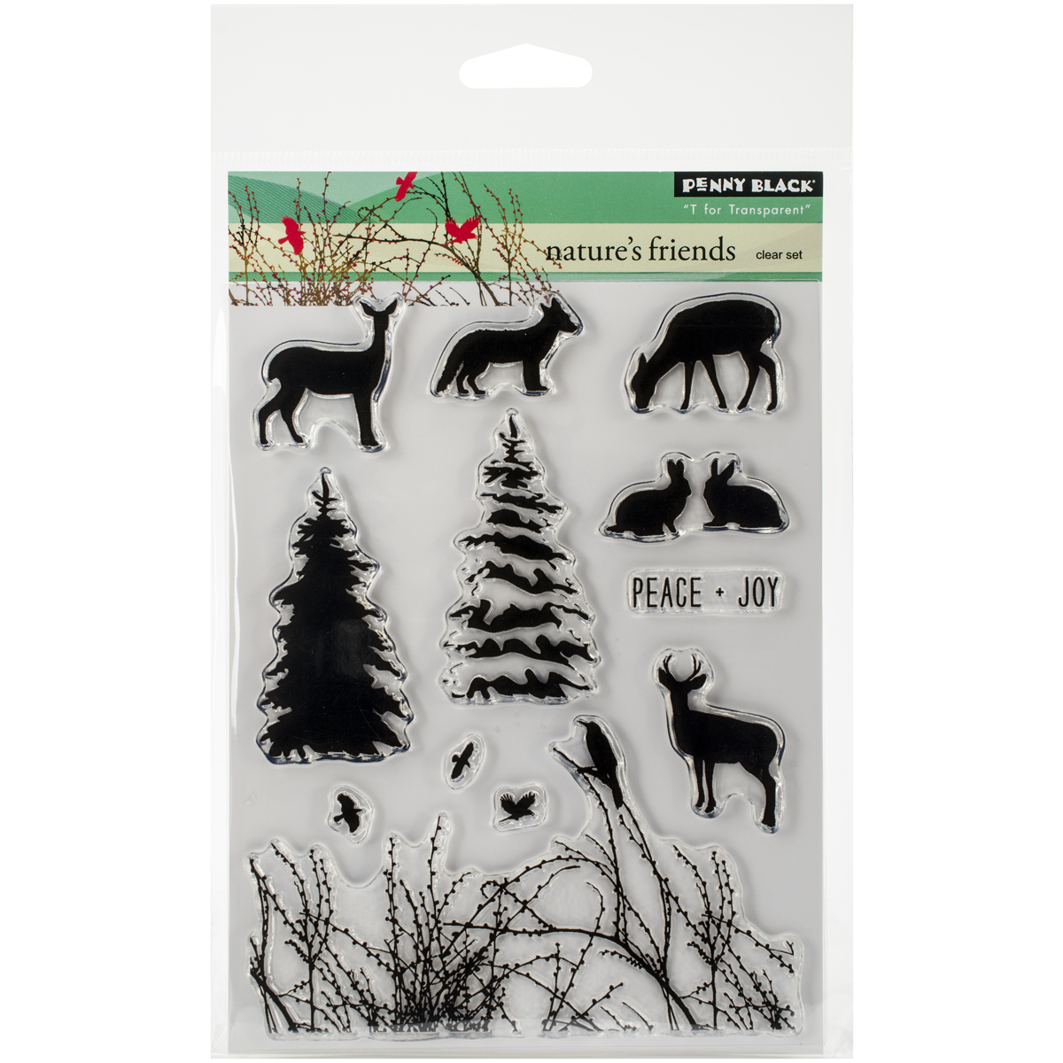 Penny Black Nature´s Friends Naturfreunde Tiere des Waldes Baum Silikonstempel transparent Clear Stamps 5"X7"