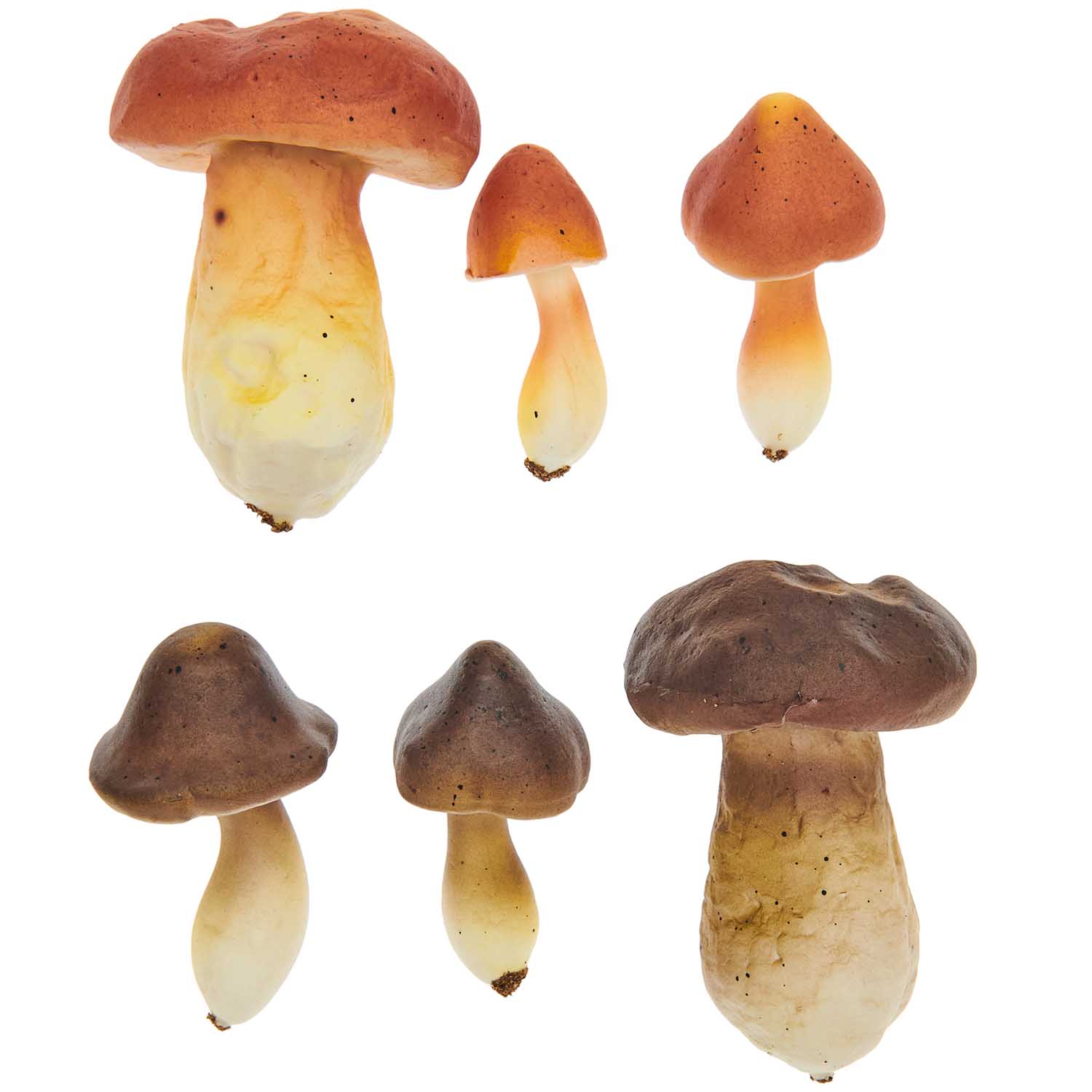 Deko Steinpilze Polystyrol Braun Karamell 6 - 9 cm x 2,5 - 6 cm 6 Stück 