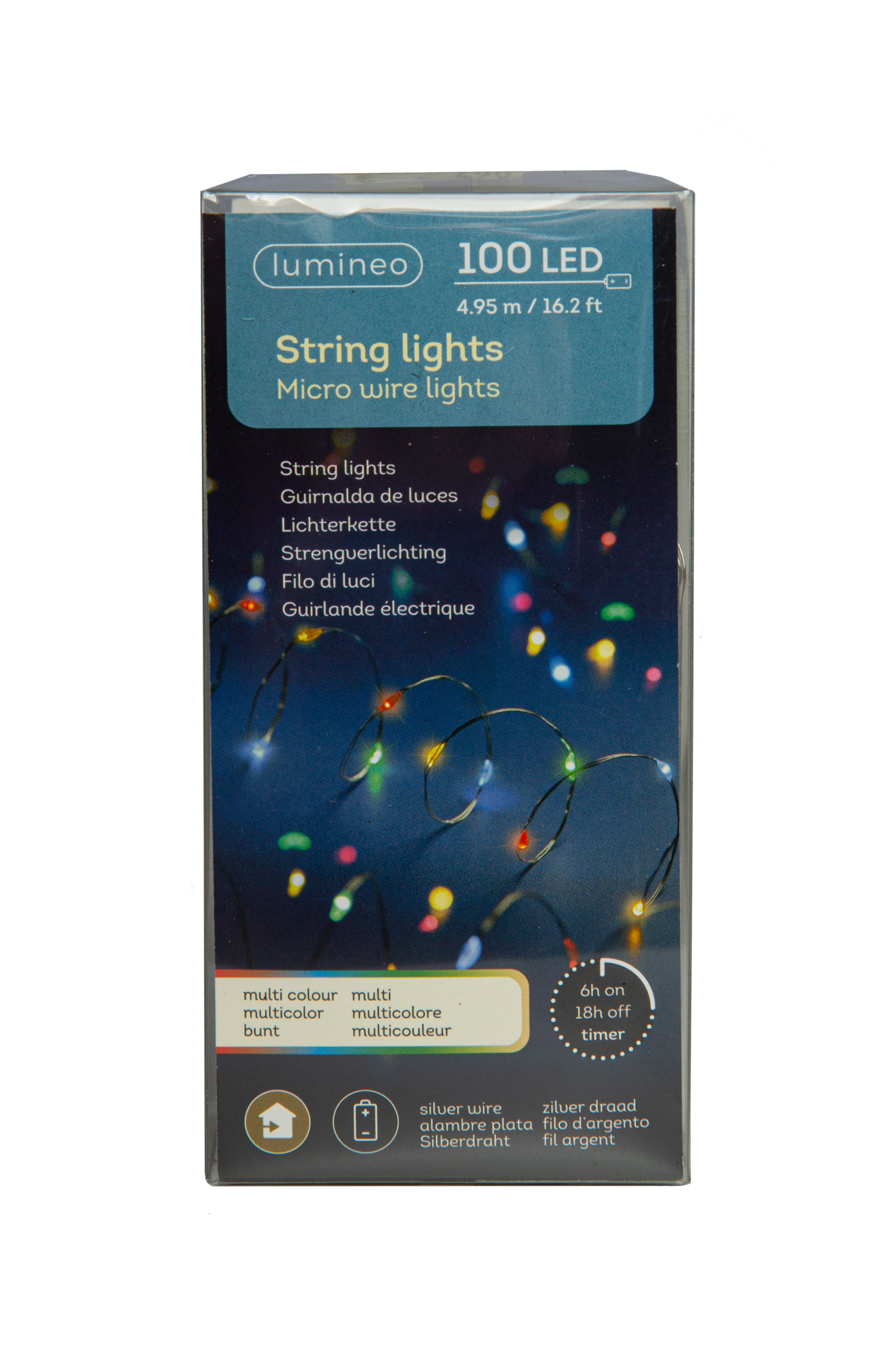Lichterkette LED Micro Wire Lights 100 LED´s 4,95m batteriebetrieben multicolor