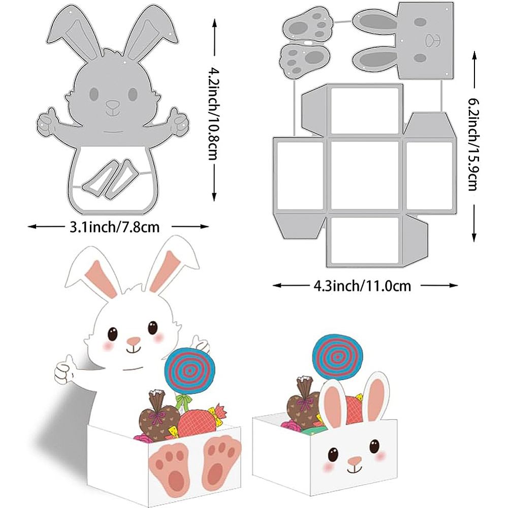 Stanzschablonen Ostern Hasen-Box 2-teiliges Set 