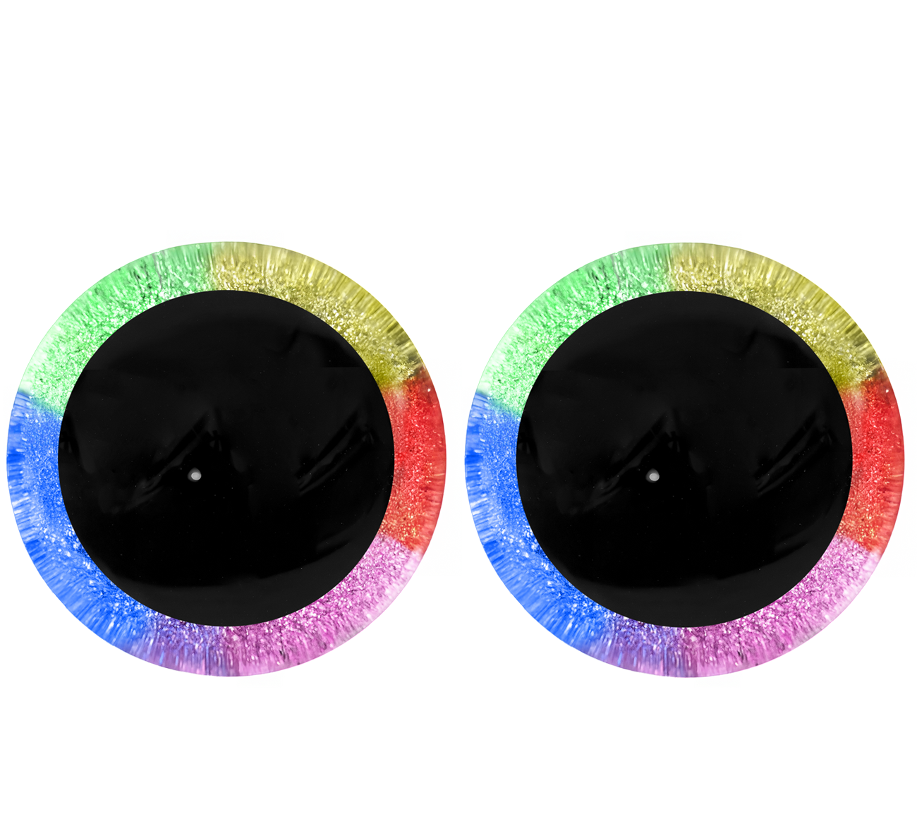 Sicherheitsaugen Regenbogen Glitzereinlagen 15mm 2 Paar 