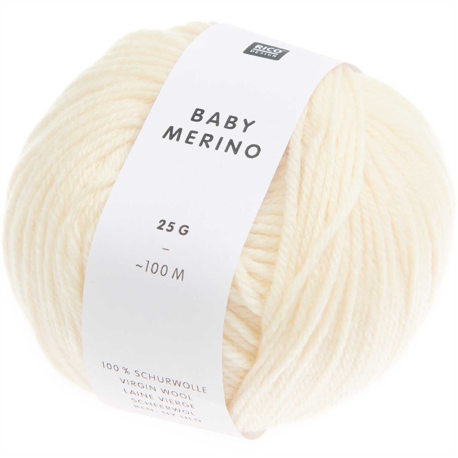 Rico Design Baby Merino CREME 100% Schurwolle 25g 100m Rico Design Baby Merino CREME 100% Schurwolle 25g 100m